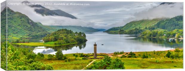 Glenfinnan Monument and Loch Shiel Panoramic  Canvas Print by Navin Mistry