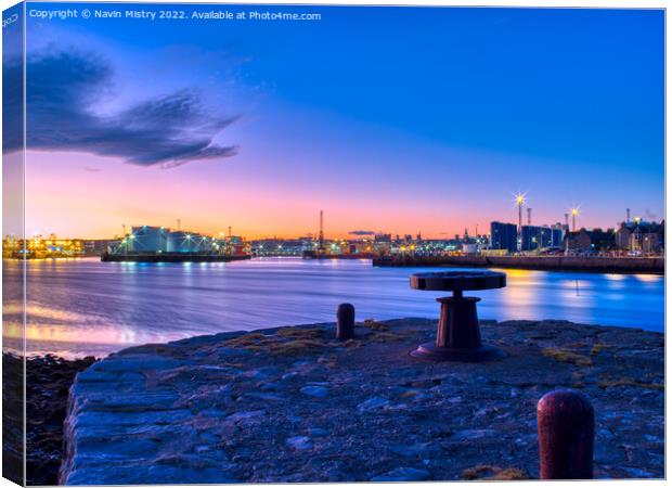 A view of Aberdeen Harbour from Torry Canvas Print by Navin Mistry