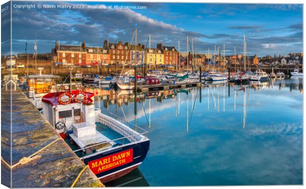 A view of the harbour at Arbroath, Scotland Canvas Print by Navin Mistry