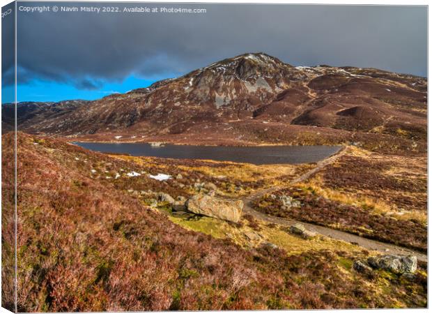 A view of Ben Vrackie and Loch a' Choire.  Canvas Print by Navin Mistry