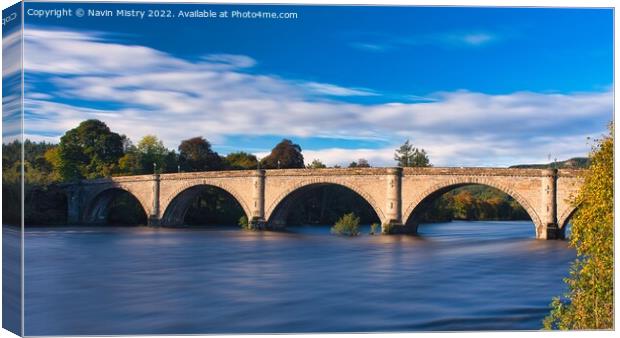 Dunkeld Bridge and the River Tay Canvas Print by Navin Mistry