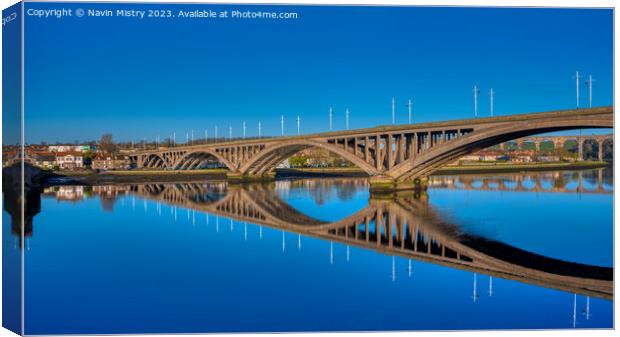 A view of the Royal Tweed Bridge, Berwick-Upon-Tweed Canvas Print by Navin Mistry