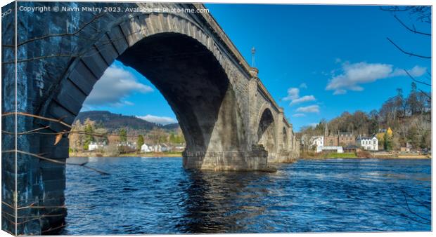 Dunkeld Bridge and the River Tay  Canvas Print by Navin Mistry