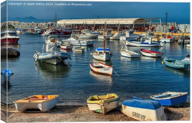 Harbour of the island of Tabarca, Alcante, Spain Canvas Print by Navin Mistry