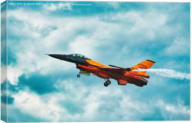 Royal Netherlands Air Force Dutch F-16 Solo Displa Canvas Print by Navin Mistry