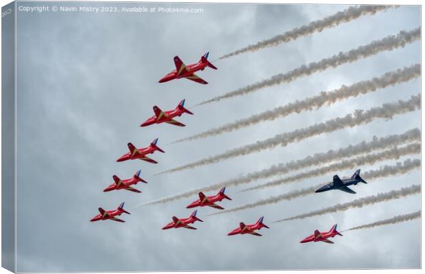 The Red Arrows and a guest   Canvas Print by Navin Mistry