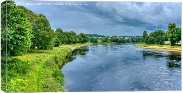 The River Tay at Meikleour Perthshire, Scotland  Canvas Print by Navin Mistry