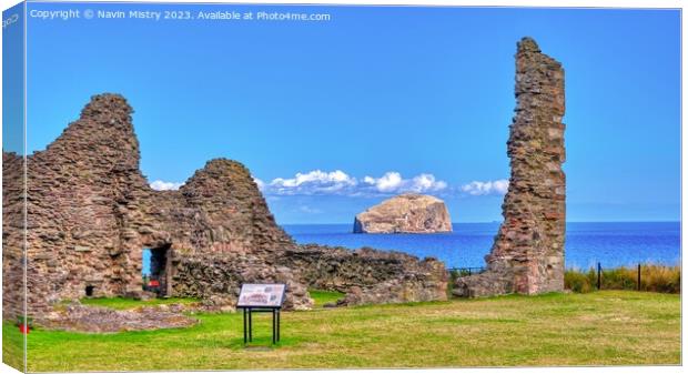 The Bass Rock seen from Tantallon Castle Canvas Print by Navin Mistry
