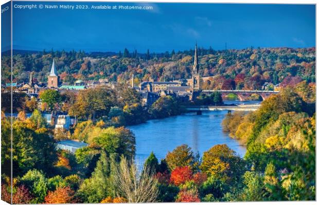 Perth and the Autumn Colours   Canvas Print by Navin Mistry