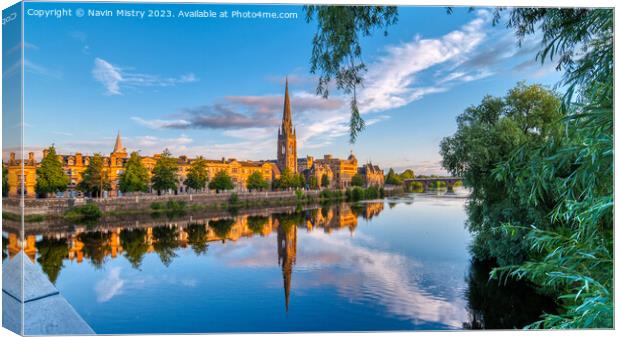 Reflections of Perth Scotland and the River Tay Canvas Print by Navin Mistry