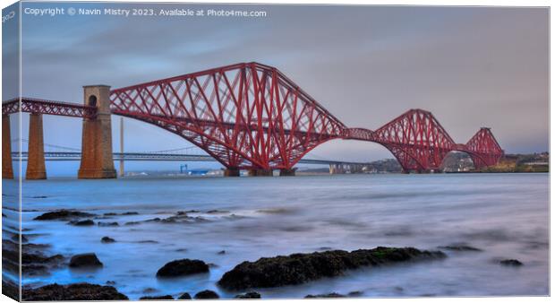 The Forth Bridge at South Queensferry  Canvas Print by Navin Mistry