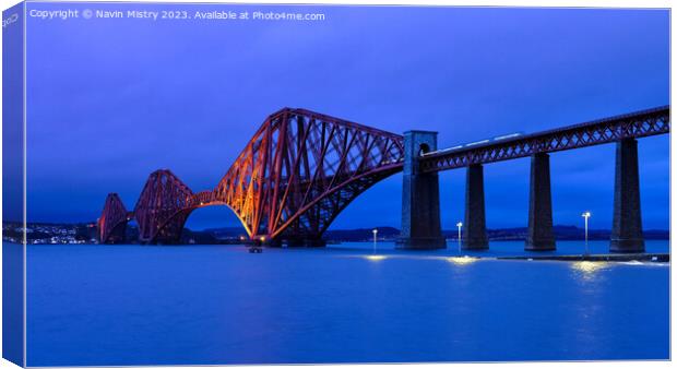 The Forth Bridge Blue Hour  Canvas Print by Navin Mistry
