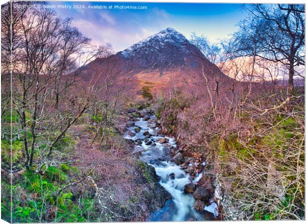Buachaille Etive Mòr and the River Coupall Canvas Print by Navin Mistry