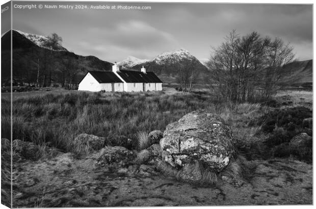 A Starlit Blackrock Cottage, Glen Coe Canvas Print by Navin Mistry