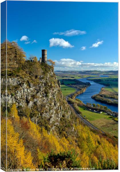 A View of Kinnoull Hill and the River Tay in Autum Canvas Print by Navin Mistry