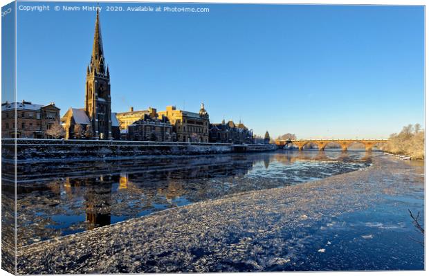 Perth, Scotland and a River Tay  winter 2010 Canvas Print by Navin Mistry