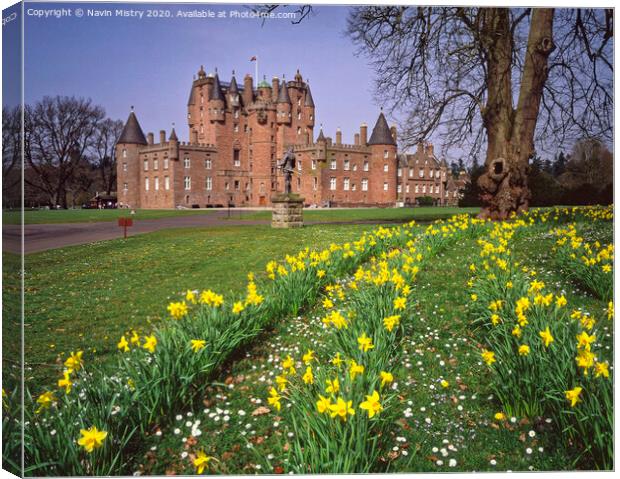 Glamis Castle in spring Canvas Print by Navin Mistry