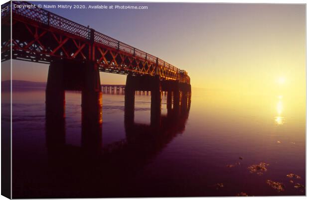 The Tay Bridge Dundee, at Sunset Canvas Print by Navin Mistry