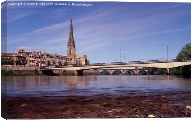 A view of the River Tay and Perth, Scotland Canvas Print by Navin Mistry