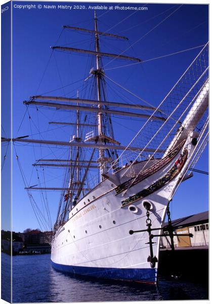 The Sail Training Ship Statsraad Lehmkuhl, in Bergen, Norway Canvas Print by Navin Mistry