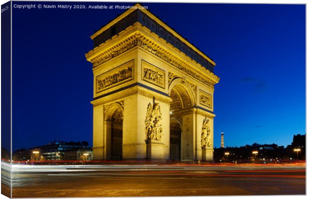 Arc de Triomphe, Paris, France Canvas Print by Navin Mistry