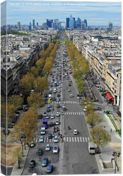 Avenue Charles de Gaulle, Paris (seen from the Arch de Arc de Triomphe) Canvas Print by Navin Mistry