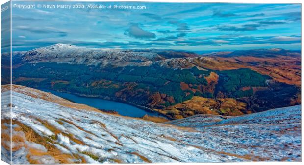 Loch Lubnaig seen from ascent of Ben Ledi Canvas Print by Navin Mistry