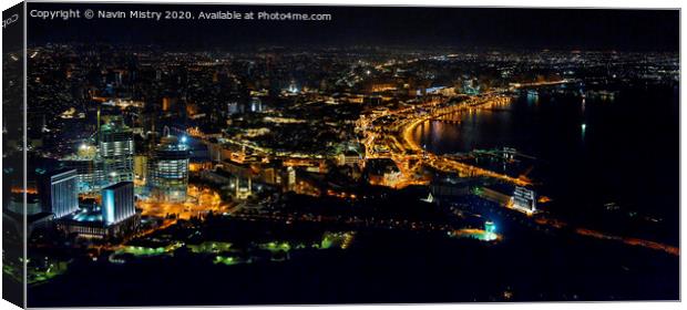 Cityscape at night Baku, Azerbaijan 2010.  Canvas Print by Navin Mistry