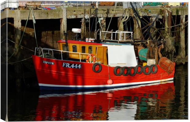 A red Fishing boat in Cromarty Harbour  Canvas Print by Navin Mistry