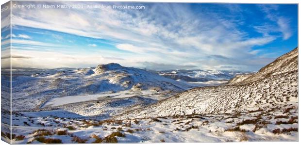 A view of Loch a' Choire, near Pitlochry, Perthshire in winter from the path to Ben Vrackie Canvas Print by Navin Mistry