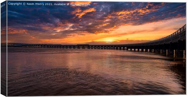 The Tay Bridge Dundee, Scotland at Sunset Canvas Print by Navin Mistry