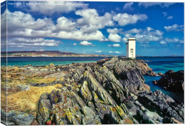 Carraig Fhada Light house, Isle of Islay, Scotland Canvas Print by Navin Mistry