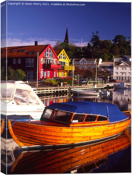 The Harbour, Grimstad, Norway Canvas Print by Navin Mistry