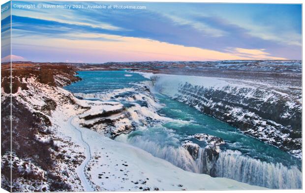 Gullfoss Falls, Iceland Canvas Print by Navin Mistry