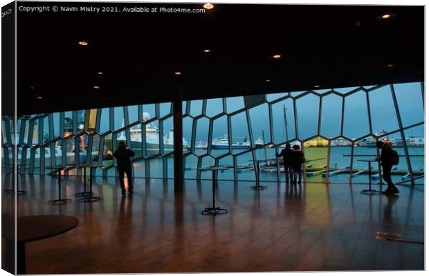 A view from the interior of the Harpa Concert hall, Reykjavik, Iceland  Canvas Print by Navin Mistry