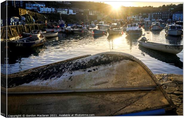Boats in Mevagissey Harbour, Cornwall Canvas Print by Gordon Maclaren