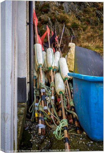 Fishing equipment, Mevagissey, Cornwall Canvas Print by Gordon Maclaren