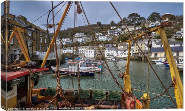 Polperro Fishing Harbour, Cornwall Canvas Print by Gordon Maclaren