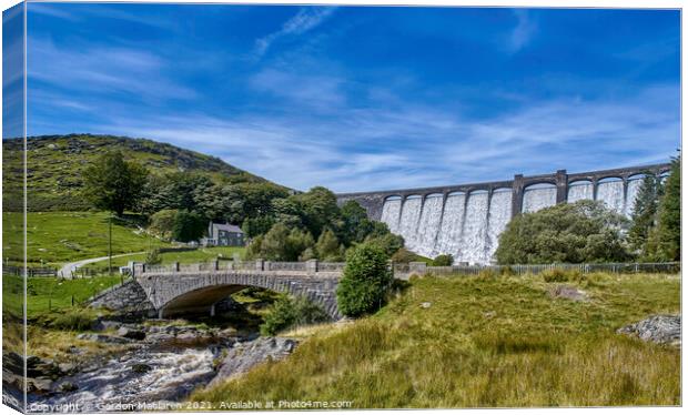 The Claerwen Reservoir Dam in Powys, Mid Wales Canvas Print by Gordon Maclaren