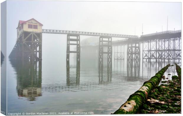 Mumbles Lifeboat Station engulfed by Sea Fog  Canvas Print by Gordon Maclaren