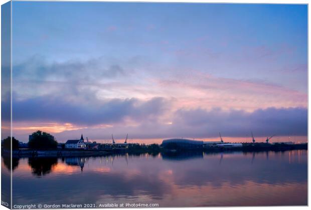 Sunrise over Cardiff Bay South Wales Canvas Print by Gordon Maclaren