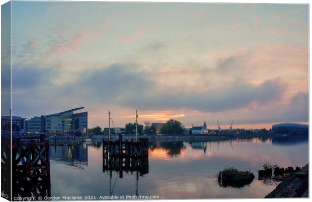 Winter Sunrise over Cardiff Bay South Wales Canvas Print by Gordon Maclaren