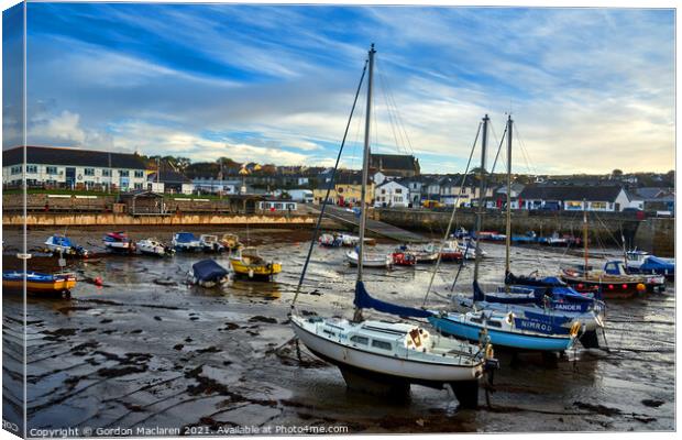 Boats moored in Porthleven Harbour, Cornwall  Canvas Print by Gordon Maclaren