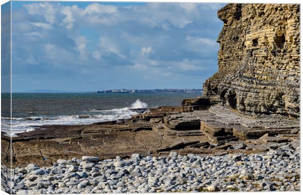 Looking out to Porthcawl from Dunraven Bay Canvas Print by Gordon Maclaren