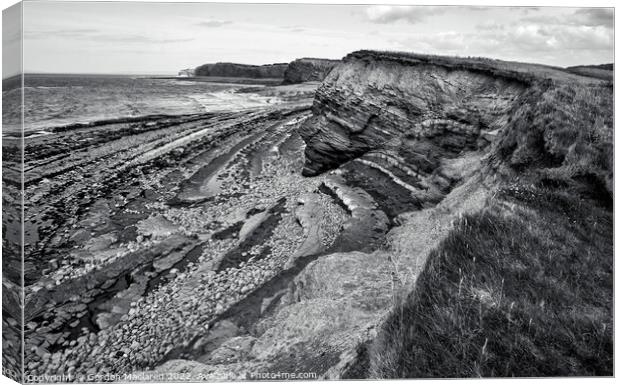 Kilve Beach Somerset England Monochrome Canvas Print by Gordon Maclaren