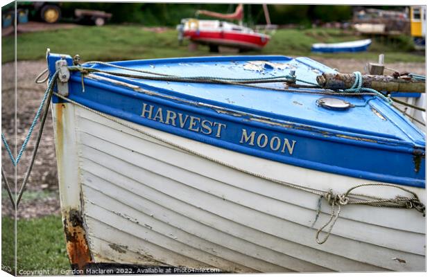 Harvest Moon, Porlock Weir, Somerset, England Canvas Print by Gordon Maclaren