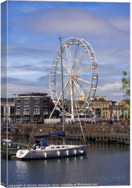 Ferris Wheel, Mermaid Quay, Cardiff Bay Canvas Print by Gordon Maclaren