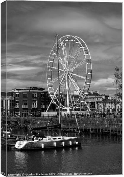 Ferris Wheel, Mermaid Quay, Cardiff Bay Canvas Print by Gordon Maclaren
