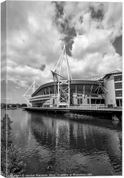 Principality Stadium, Cardiff, Wales Monochrome   Canvas Print by Gordon Maclaren