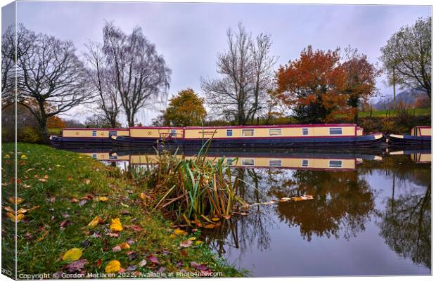 Boats at Goytre Wharf, Brecon & Monmouthshire Canal Canvas Print by Gordon Maclaren